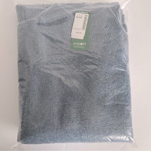 Simons - Ladies Mock-Neck Poncho Sweater - Light Blue. Size: OS. NWT. (1797) - Picture 2 of 8